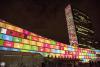 Image showing colorful projection of SDGs on UNHQ in New York at night